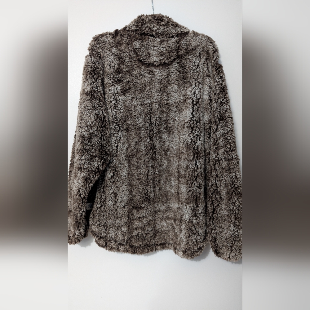 Simply Southern XXL Frosted Faux Fur Sherpa Quarter-Zip Pullover Jacket - Picture 5 of 9